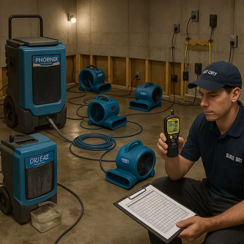 Structural Drying and Dehumidification process in Wells Beach Station, ME